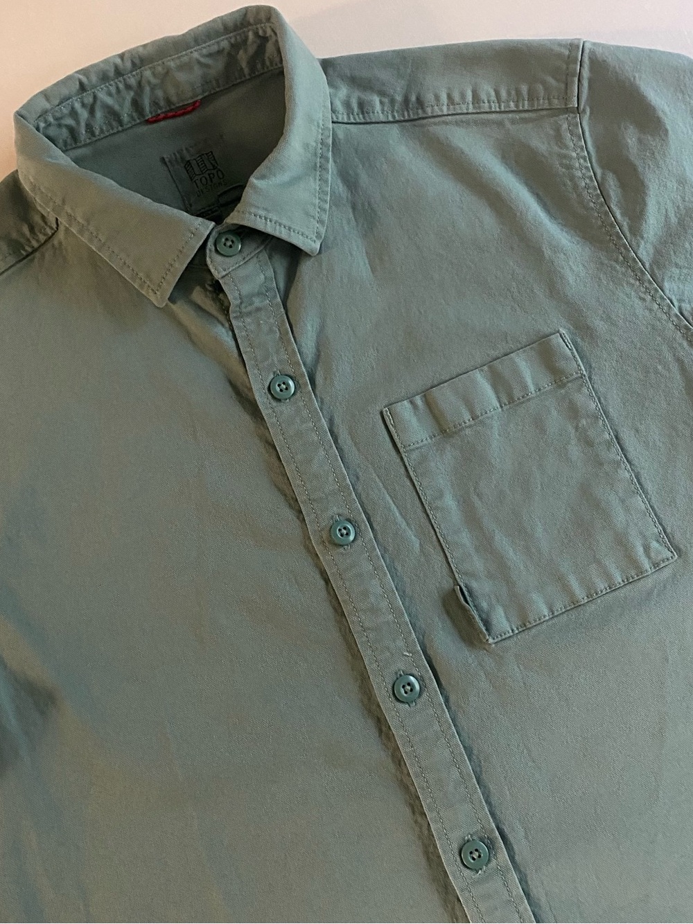 Topo Designs Dirt Shirt Men L Stretch Canvas Outdoor Hiking Granola Button Up